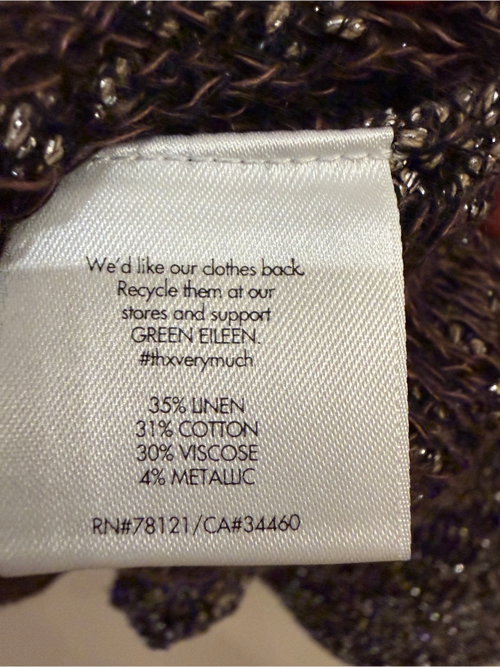 Eileen Fisher Metallic Open Knit Cardigan Shrug Medium Linen Blend Italian Yarn - Picture 6 of 7